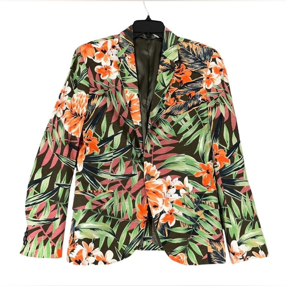 Zara Man Resortwear Tropical Printed Blazer Medium